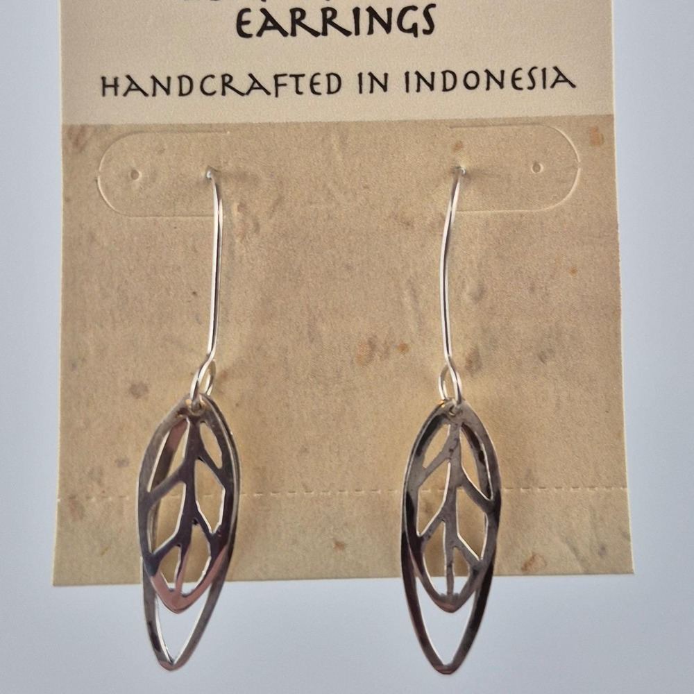Ten Thousand Villages‎ Leaf Silver Earrings Handcrafted Fair Trade Indonesia NWT